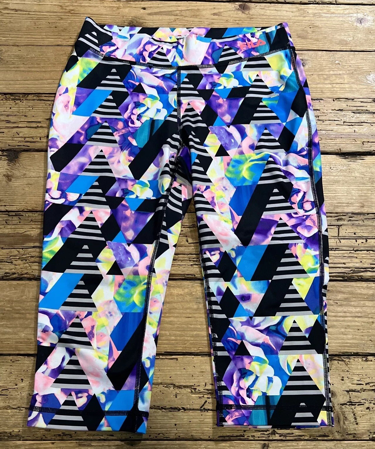 Leggings Fila Sport Capri Taglia S Multicolore Floreale Yoga Activewear