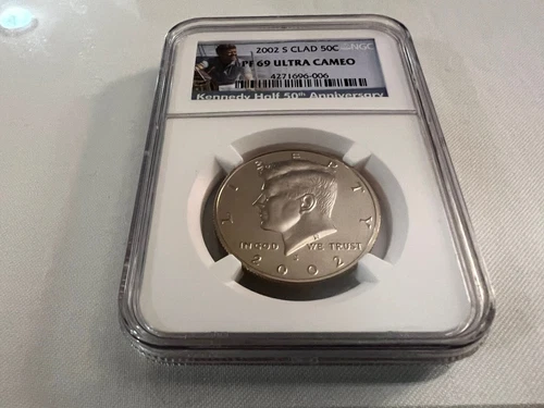 2002-S CLAD 50TH ANNV KENNEDY HALF DOLLAR  NGC PF69 U.C. "PORTRAIT LABEL"