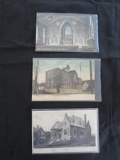 3 - 5-1/2" x 3-1/2" Antique TOWANDA PA Historical Buildings POSTCARDS in Sleeves
