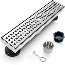 Drenaje Piso Ducha Lineal Rejilla Rectangular Acero Inoxidable Para Bano De 12"