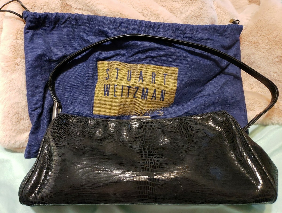 Stuart Weitzman GROOVY Black Leather Snakeskin Embossed Hand  display picture 2