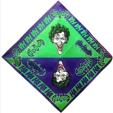 Vintage Batman DC Comics The Joker HA! HA! HA! Green / Purple 21" x 21" Bandana