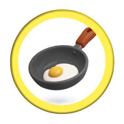 3D Cartoon Bratpfanne Ei Essen Pinback Button Anstecker 25 mm, 32 mm, 58 mm