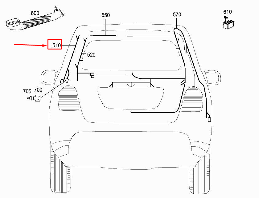 Neu MERCEDES-BENZ R W251 Rückwandtür links Kabelbaum A2514406235 Original