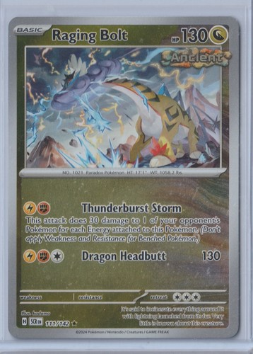 Pokémon 2024 STELLAR CROWN RAGING BOLT 111/142 MINT Never Played REVERSE HOLO - 第 1/1 張圖片