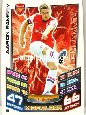 Match Attax 2012/13 Premier League - #010 Aaron Ramsey - Arsenal London