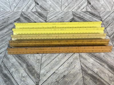 Vintage Architect Drafting Scale Triangular Rulers Lot Of 5