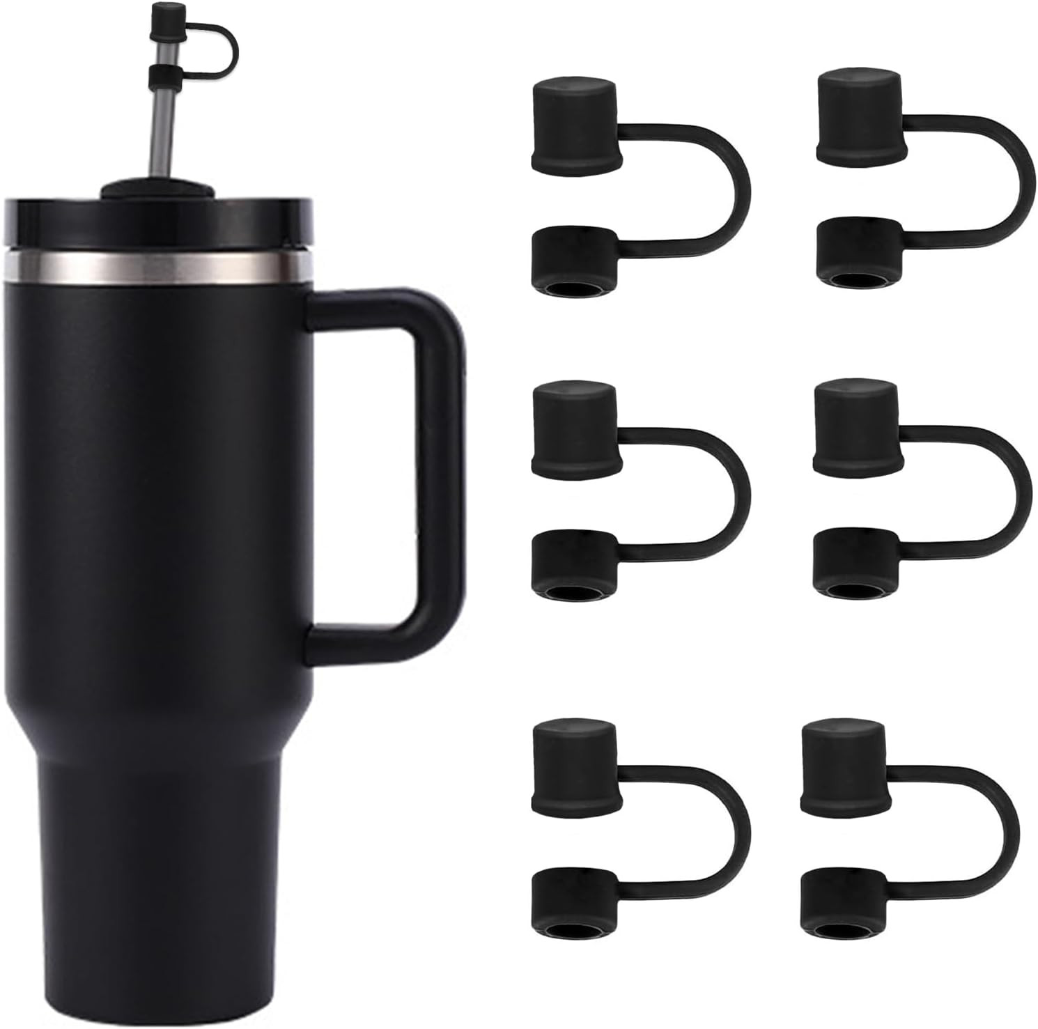 6PCS Silicone Straw Covers Cap Compatible with Stanley Cup 30-40 oz Tumbler with