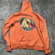 Sullen Art Co Mens XL Burnt Orange Tattoo Pinup Rose Graphic Pullover Hoodie