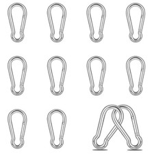 12 PCS Stainless Steel Carabiners Spring Snap Hooks Heavy Duty Keychain Clip NEW