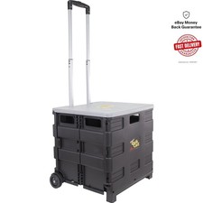 Quik Cart Collapsible Rolling Crate - 80 lbs Capacity, Grey, Durable  Versatile