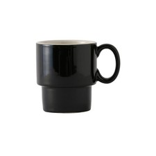 Tuxton China Inc B4M-1003 DuraTux 10 oz. Black/Eggshell Ceramic Mug - 2 Doz