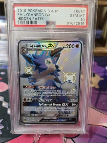 Pokémon Lycanroc GX SV67/SV94 Hidden Fates Shiny Vault PSA 10 Shiny Holo Rare