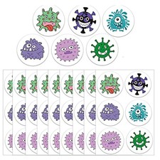 2.5 Inch Round Germ Dot Stickers Labels 120pcs 2.5 Inch Colorful