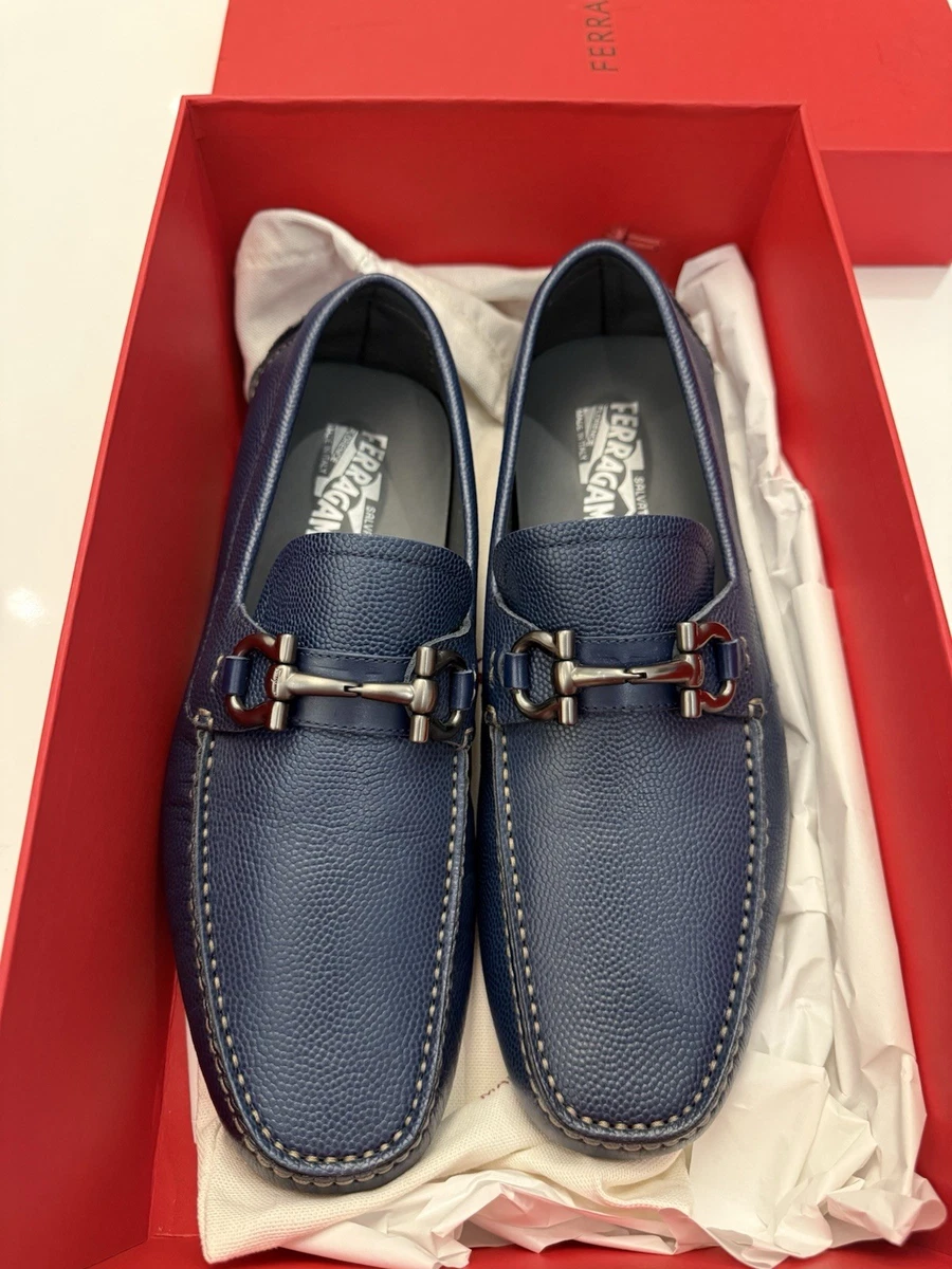 Salvatore Ferragamo Leather Upper Blue Dress Shoes for Men  display picture 1