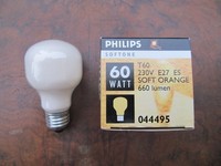 Neu Philips Bellalux GlÜHlampe T60 Soft Orange / Mandarine E27 60W Bella Dimmbar