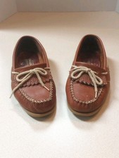 Women's Sebago Campsides S7 Brown Leather Moccasins Made In USA