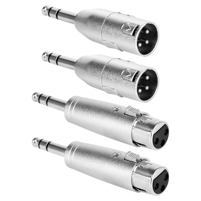 1/4'' TRS Male to XLR Male/Female Adapters - 4 Pack