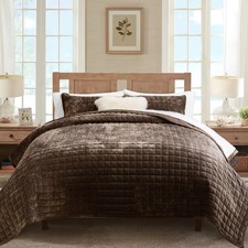 Luxury Velvet Quilt Set King Size Bedding Sets, Ultra Soft Velvet Comforter Set,