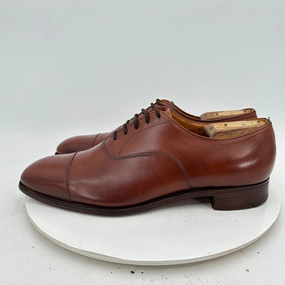 Church's Custom Grade Men Size 10.5D Brown Leather Cap Toe Oxford Dress Shoes - Image 2 of 4
