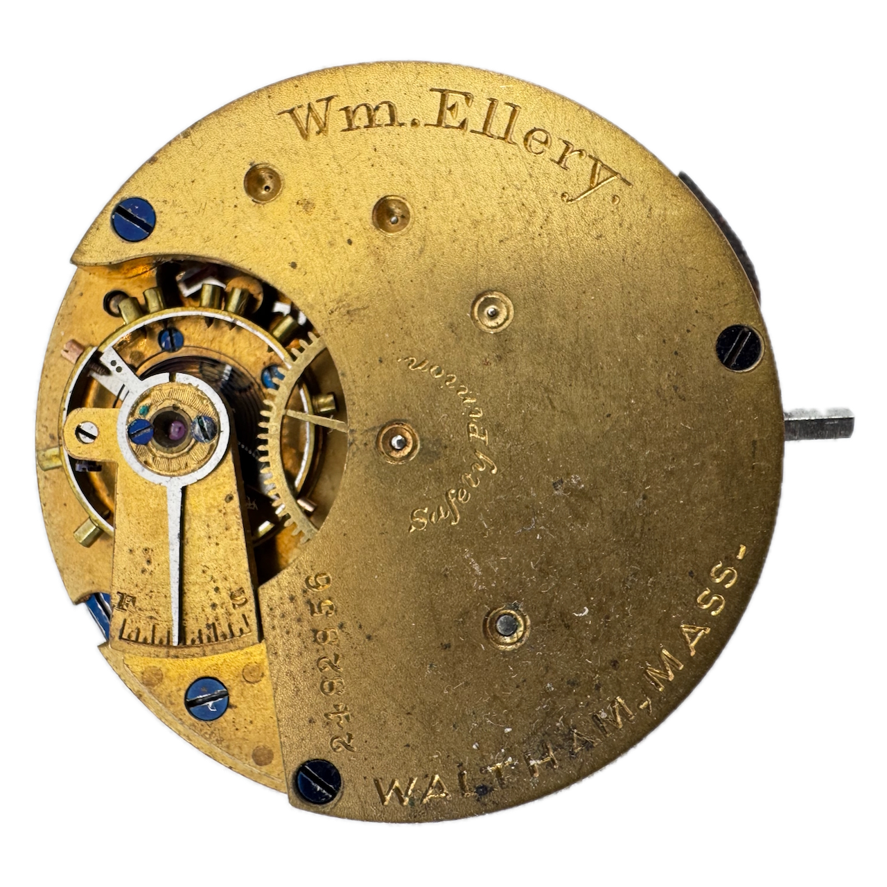 Antique 8s 1884 Waltham 7 Jewel Hunter Pocket Watch Movement WM. Ellery USA