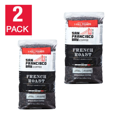San Francisco French Roast Whole Bean Coffee 3 Lb, Dark Roast, Arabica, 2-Pack!