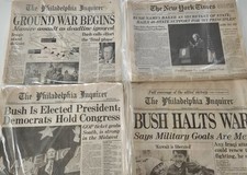 Historic Newspaper Lot: Bush Presidency- Philadelphia Inquirer & New York Times
