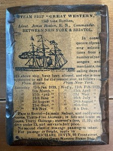 SS Great Western Ship Schedule Memorabilia 1839 NY -Bristol, UK James Hosken Fra