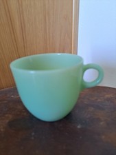 RARE FIRE KING JADEITE ST. DENIS OVEN GLASS LOGO 9 OZ. TEA CUP ANCHOR HOCKING 