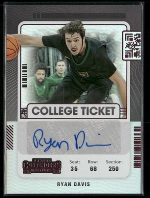 Ryan Davis 2022 Panini Chronicles Draft Picks College Ticket Auto #CT-RDA Vermon