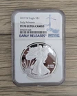 2019 (w) American Silver Eagle NGC Graded PF 70 Early Release Ultra Cameo