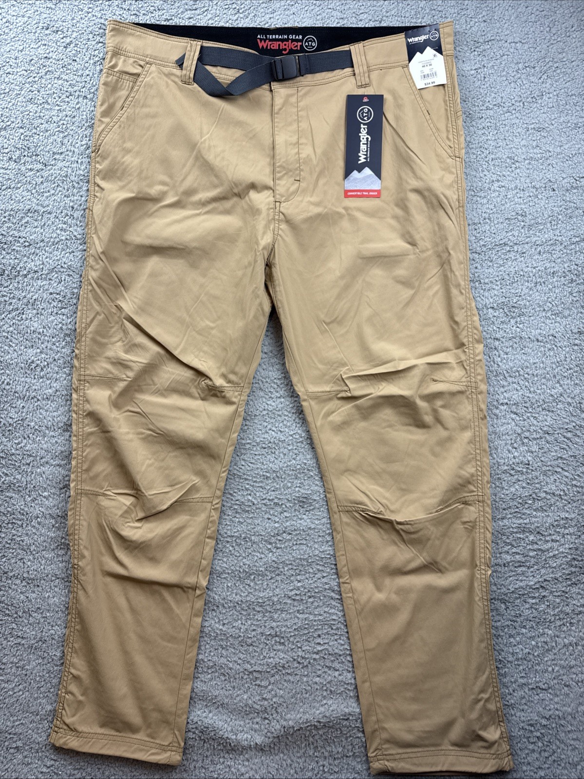 Wrangler ATG All Terrain Gear Pants Mens 40x30 Khaki Nylon Hiking Outdoor