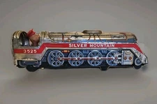 Vintage Silver Mountain Express Tin Toy Train #3525 Modern Toy Co. Japan 1960s.