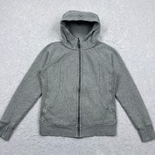 Lululemon Scuba Hoodie Womens 12 Gray Light Cotton Fleece Fill Zip Jacket W4AFPS