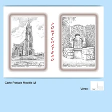 CP M 44103-344 POSTCARD 2 DRAWINGS 44 PONTCHATEAU