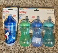 3 Nuby Easy Grip Soft Spout Cup. No Leak, No Spill, No Mess. 10 Oz. 6m BPA Free