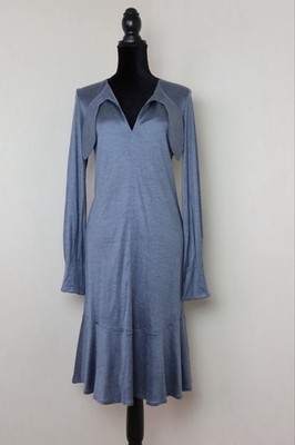 Giorgio Armani Silk Blue Long Sleeved Dress Italian Size 46 NWT Original $2650