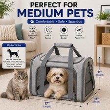20" Pet Travel Carrier Bag - Collapsible Cat  Dog Carrier - Breathable, Du...