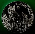 American Wildlife Timber Wolf 1 oz 0.999 Fine Silve Round w/ Capsule BU Bullion