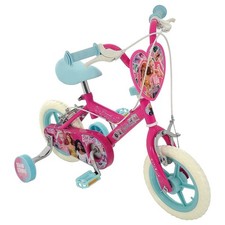Barbie Girls Bike - Pink Kids Balance Bicycle with Training Wheels & Stand