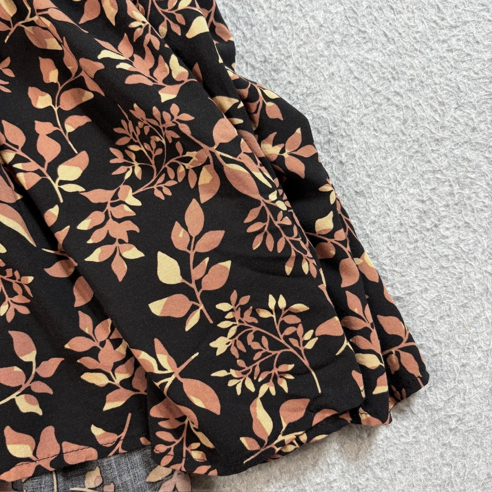 Calvin Klein Dress Womens 22W Black Brown Floral Maxi Smocked Waist Boho Long - Image 3 of 4