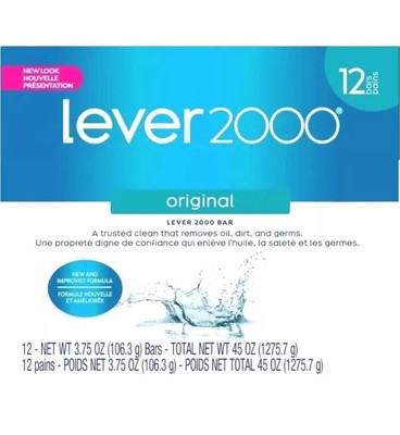 Lever 2000 Bar Soap, Original, 3.75 oz, 12 bar Total Net 45oz... Ships In24 Hour