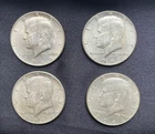 Lot of 4 1964 Kennedy Half Dollars 90% Silver - First Year Issue - AU Details