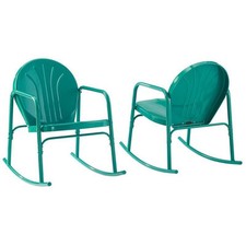 Crosley Furniture Griffith Metal Rocking Chair in Turquoise Gloss (Set of 2)