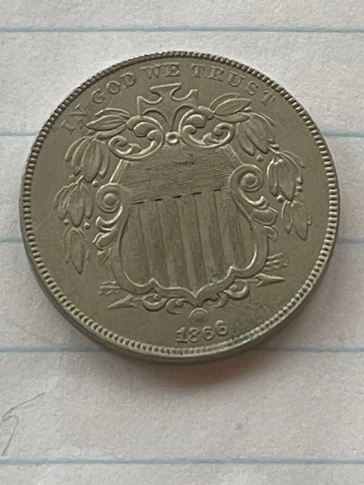 N14 1866 Escudo Rayos Níquel Alto Sobre Sin Circular Coleccionista PC. Envío y devolución gratuitos Foto 4 de 4