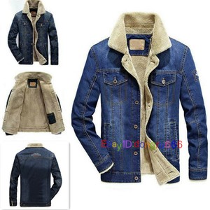 mens denim jacket with sheepskin collar