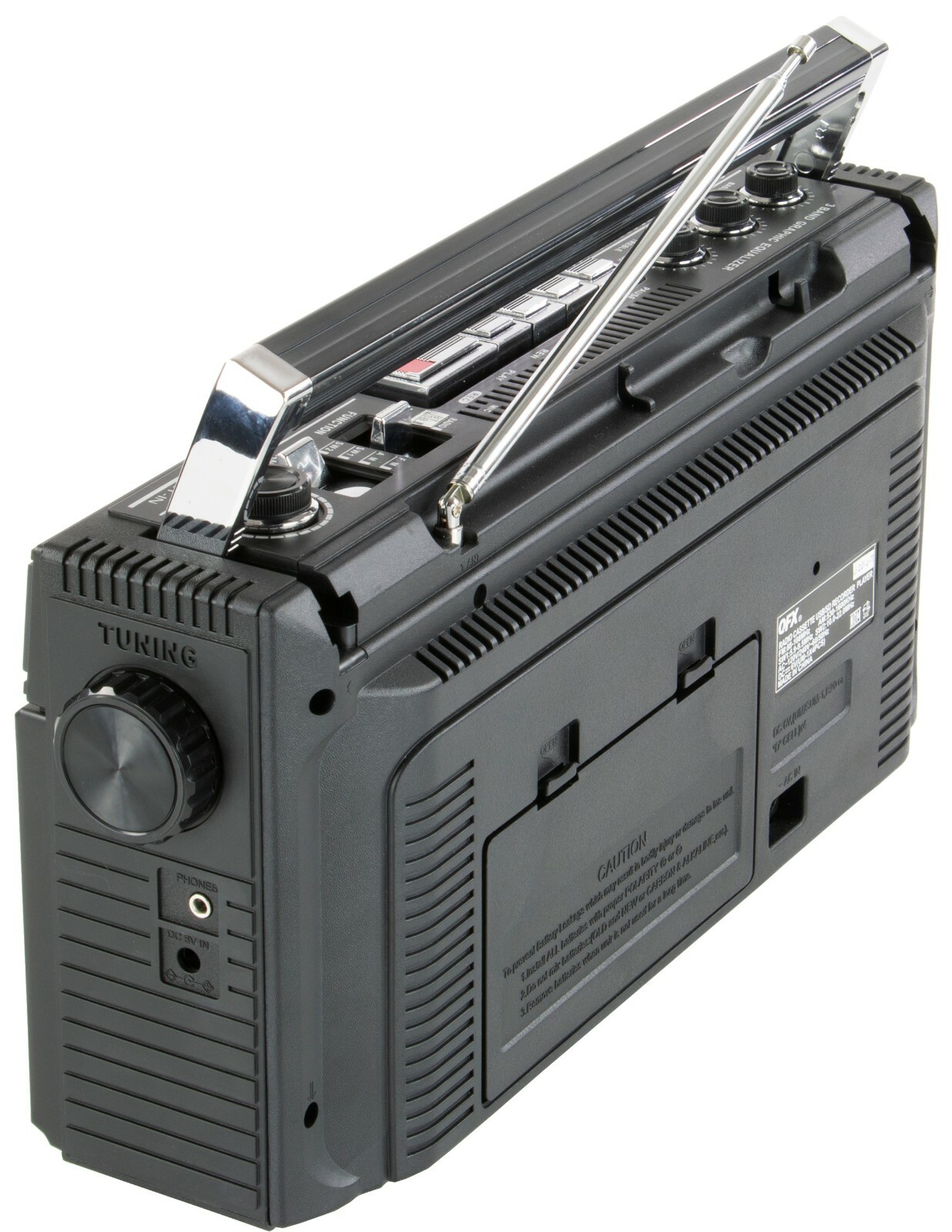 QFX J-22U Retro Collection 4-Band Radio +Bluetooth +Cassette to MP3 Converter