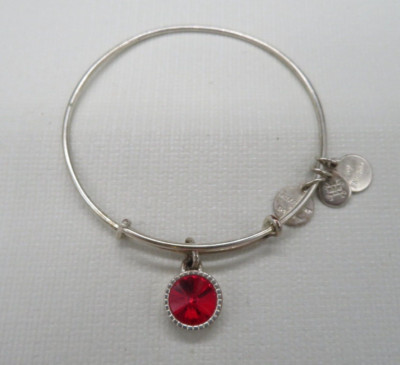 ALEX & ANI July RUBY Red Birthstone Silver Bangle Bracelet Passion