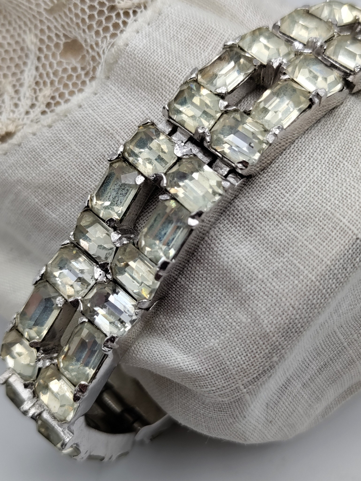 Eisenberg Script "E" Weighty Rhinestone Bracelet … - image 6