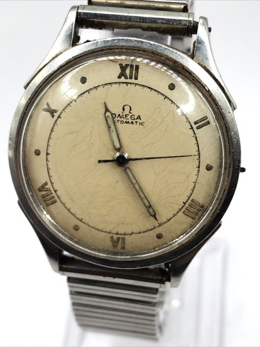 1940’s Rare Omega Ref.2421-1 Half Rotor Automatic Stainless Steel Men’s RUNS